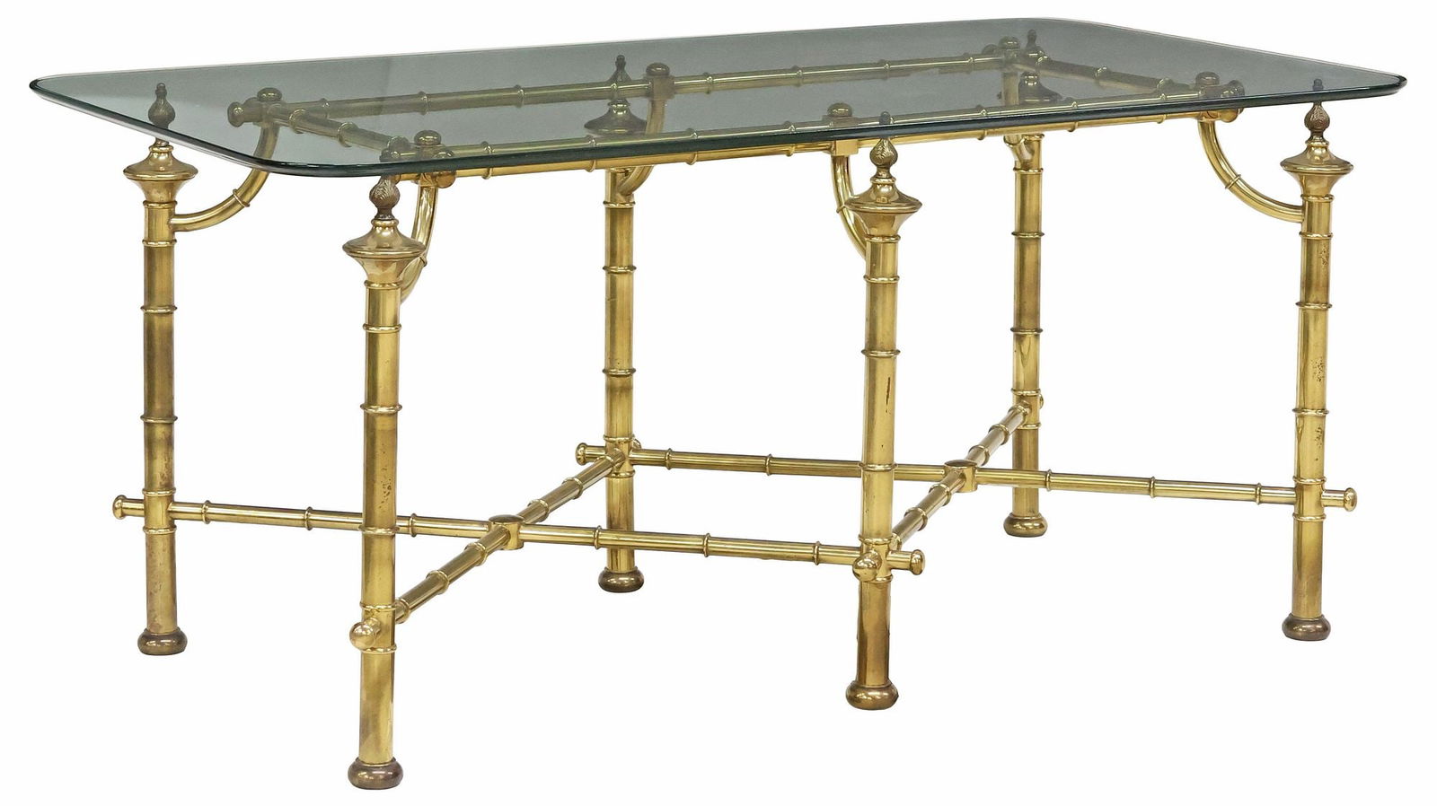 VINTAGE FAUX BAMBOO BRASS COFFEE TABLE (1 of 4)