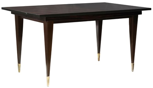 FRENCH MID-CENTURY MODERN MACASSAR EBONY VENEERED DINING TABLE