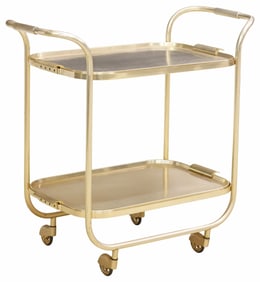 MID-CENTURY MODERN ALUMINUM TRAY-TOP BAR CART