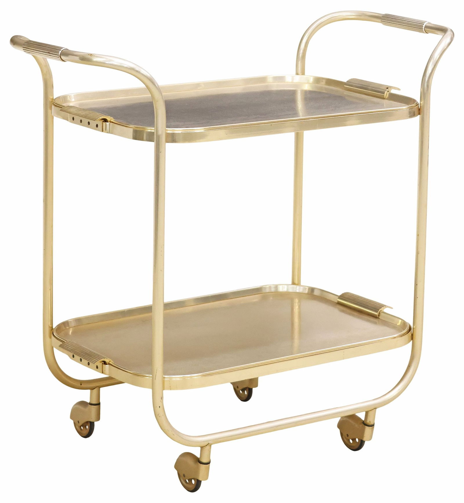 MID-CENTURY MODERN ALUMINUM TRAY-TOP BAR CART (1 of 4)