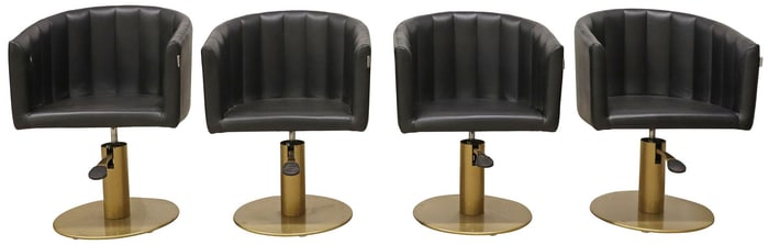 (4) ITALIAN VEZZOSI FAUX LEATHER BARREL-BACK SWIVEL SALON CHAIRS