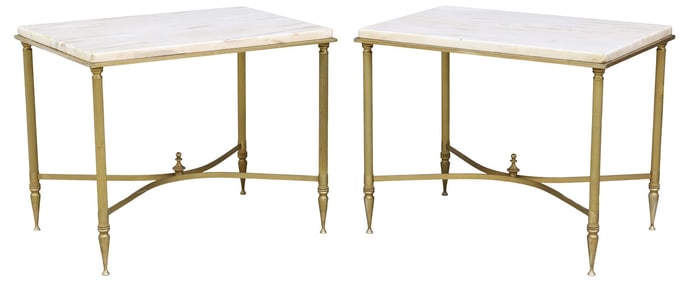 (2) MAISON BAGUES STYLE GILT-BRASS SIDE TABLES