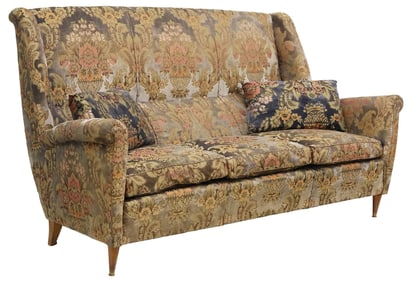 ITALIAN MID-CENTURY MODERN UPHOLSTERED WINGBACK SOFA