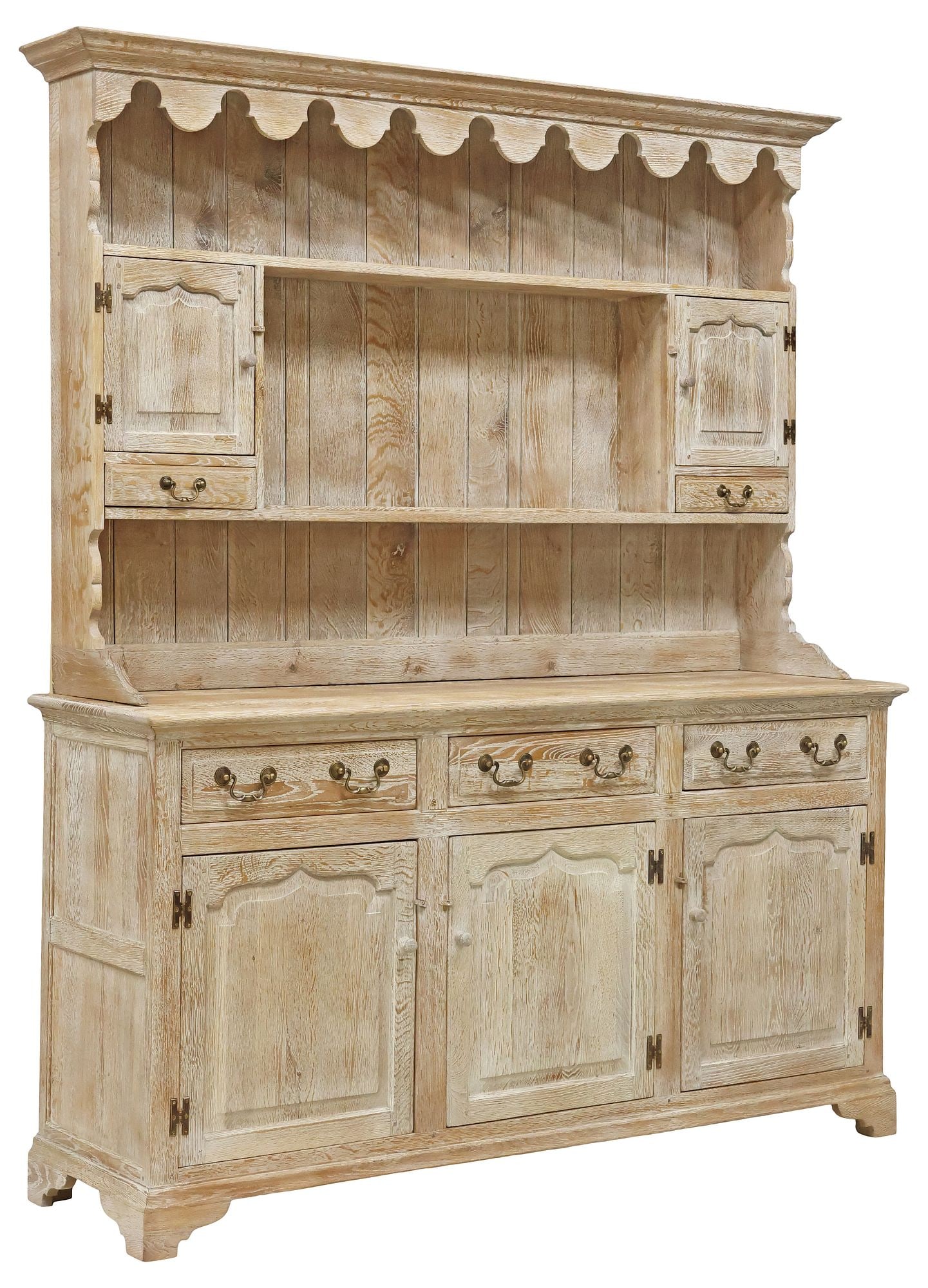 GEORGIAN STYLE CERUSED OAK KITCHEN DRESSER (1 of 6)