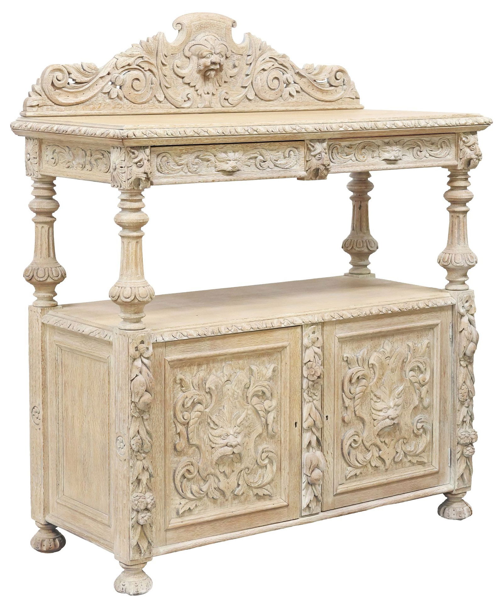 VICTORIAN STYLE CERUSED OAK BUFFET OR SERVER (1 of 8)