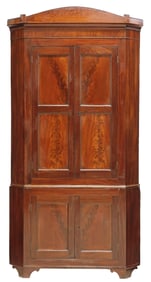 LARGE GEORGIAN PERIOD PANELED MAHOGANY CORNER CABINET, 89"H