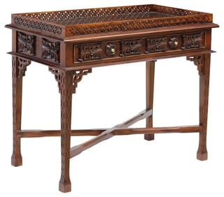CHIPPENDALE STYLE MAHOGANY SILVER TABLE