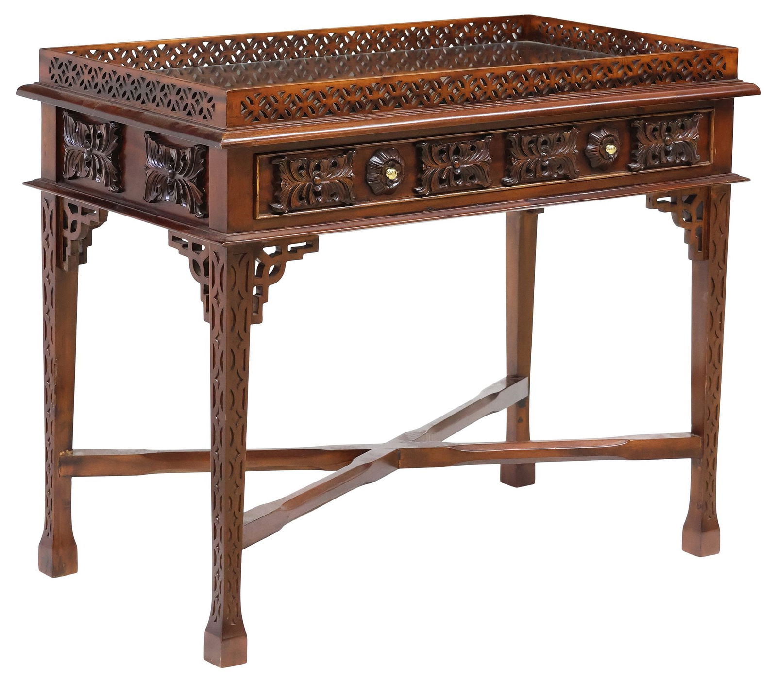 CHIPPENDALE STYLE MAHOGANY SILVER TABLE (1 of 5)