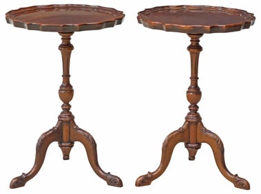 (2) ENGLISH N.H. CHAPMAN CHIPPENDALE STYLE MAHOGANY SIDE TABLES