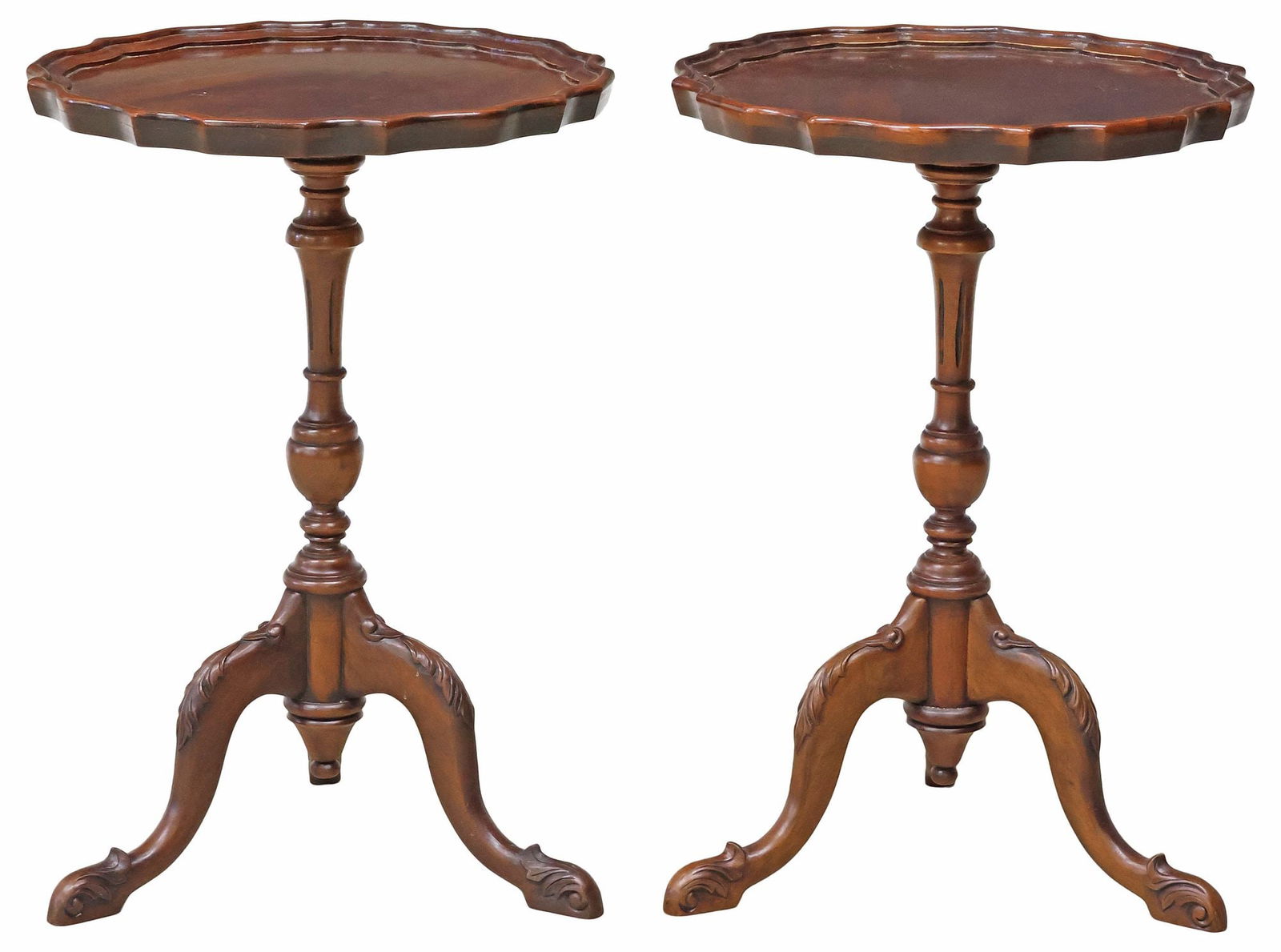 (2) ENGLISH N.H. CHAPMAN CHIPPENDALE STYLE MAHOGANY SIDE TABLES (1 of 4)