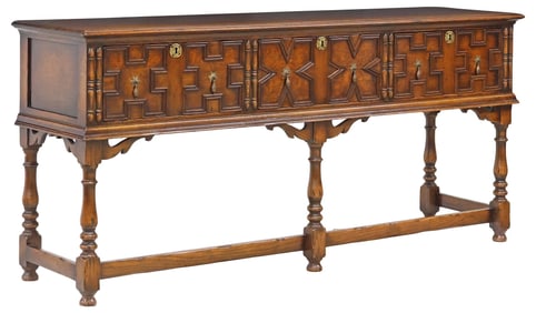 ENGLISH JACOBEAN REVIVAL OAK KITCHEN DRESSER BASE