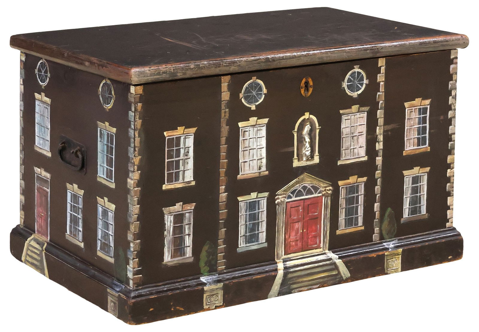 ENGLISH PAINT-DECORATED HOUSE FACADE BLANKET CHEST (1 of 5)