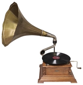 PATHE 'DIAMOND' BREVETE GRAMOPHONE WITH 'HIS MASTERS VOICE' RECORD