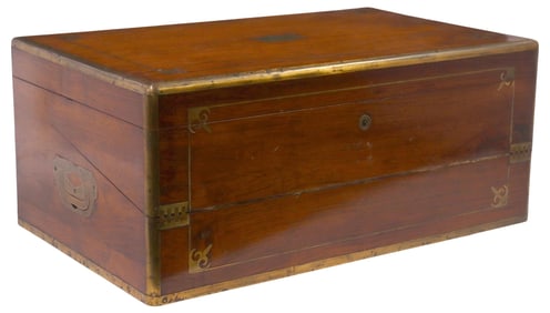 ENGLISH CAMPHOR CAMPAIGN DESK/ WRITING SLOPE, 19TH C.