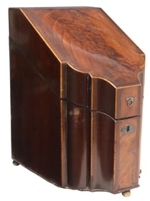 ENGLISH GEORGIAN PERIOD INLAID MAHOGANY KNIFE BOX
