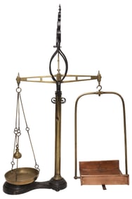 LARGE N.& T. AVERY CAST IRON, BRASS & COPPER BALANCE SCALES