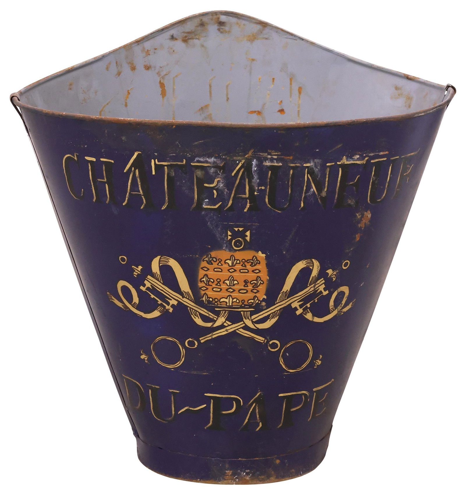 FRENCH VINEYARD PAINTED METAL GRAPE PICKER'S HOTTE / HOD (1 of 4)