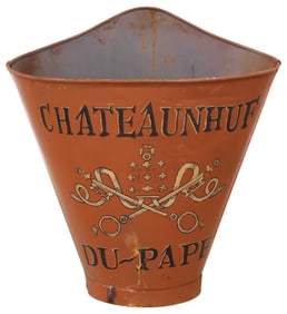 FRENCH VINEYARD PAINTED METAL GRAPE PICKER'S HOTTE / HOD