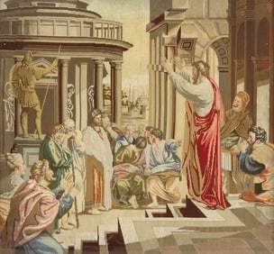 AFTER RAPHAEL NEEDLEWORK PICTURE ST. PAUL PREACHING AT ATHENS