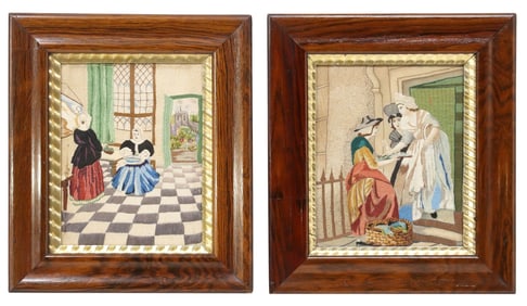 (2) FRAMED ENGLISH EMBROIDERED NEEDLEWORK PICTURES