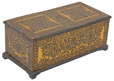 ENGLISH SCROLLWORK PAINTED CADDY ON STAND, 19TH C.