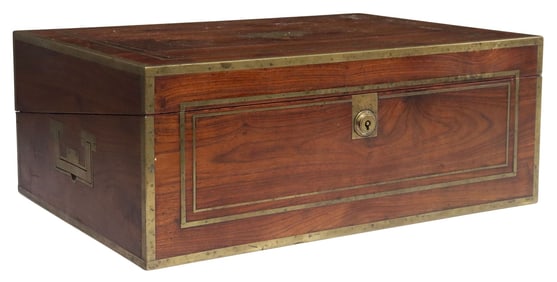 REGENCY PERIOD BRASS-BOUND EXOTIC VENEER CAMPAIGN DESK