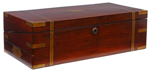 ENGLISH BRASS-MOUNTED MAHOGANY CAMPAIGN DESK