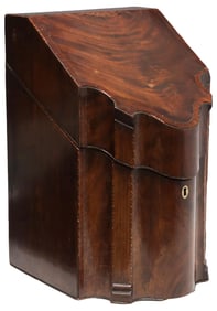 ENGLISH GEORGIAN MARQUETRY & PARQUETRY MAHOGANY KNIFE BOX