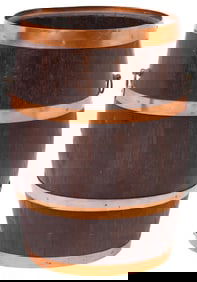 ENGLISH COPPER-BANDED OAK BARREL