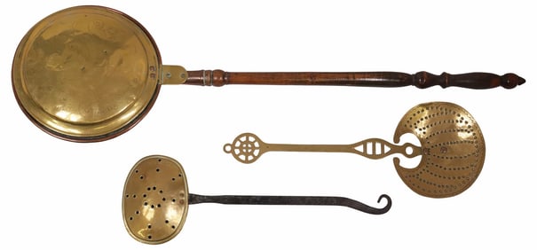 (3) GEORGIAN & VICTORIAN PERIOD BRASS & COPPER KITCHENWARE