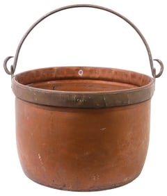 LARGE ENGLISH COPPER & IRON BUCKET / HANDLED POT