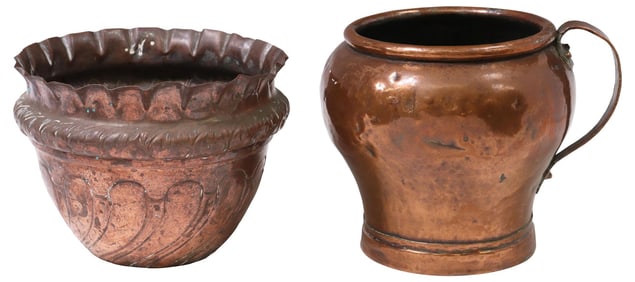 (2) ENGLISH VICTORIAN COPPER PLANTER & TANKARD