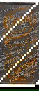 DECORATIVE ENGLISH PRINTED WOOD PHOTOGRAPHER'S TRADE SIGN, 49.25"H: Decorative English wood advertising sign, 20th c., print&nbsp;laid on board, in an antiqued finish, inscribed &quot;Grants Art Photographer Caledonian Studio, 83 Newington Causeway, Condon SE,&quot; o