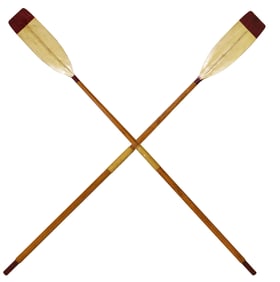 (2) VINTAGE ENGLISH CARVED & PAINTED BOAT OARS, 92.5"L