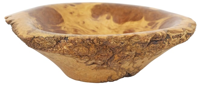 NATURALISTIC LIVE EDGE CARVED BURLWOOD BOWL