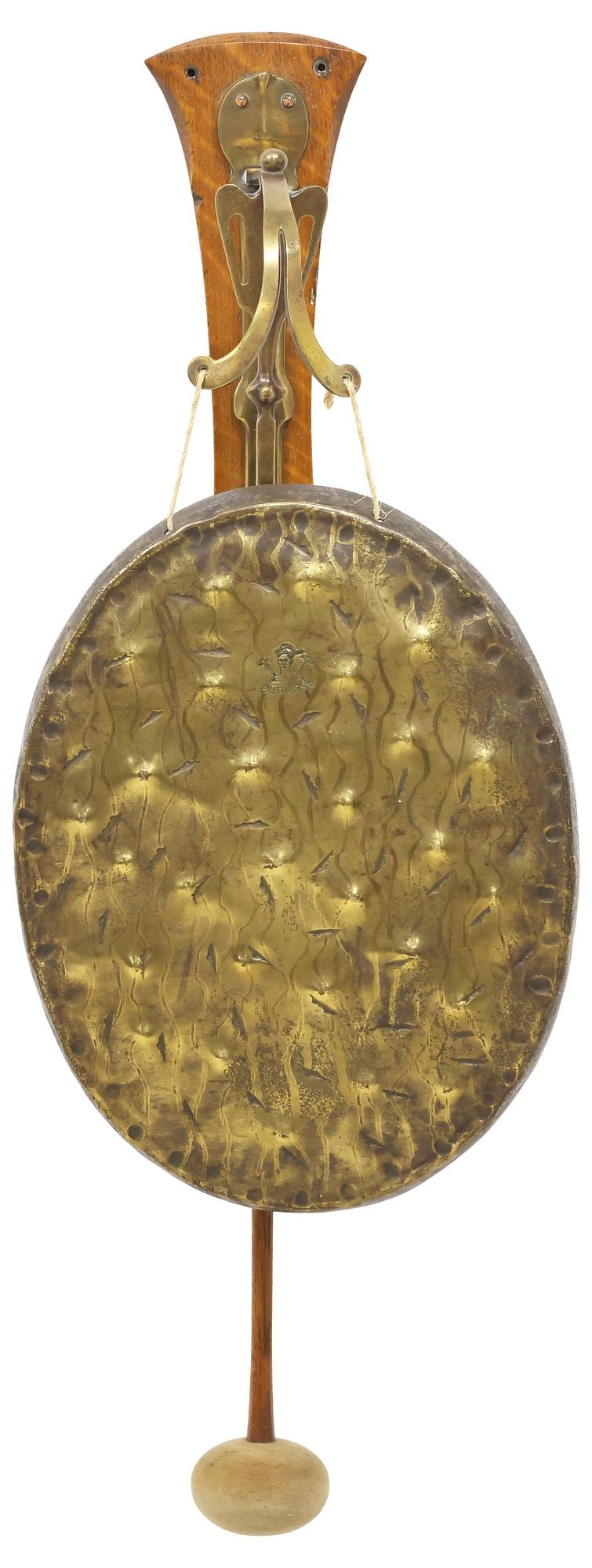 SUCKLING & CO. EDWARDIAN OAK & BRASS WALL-MOUNTED DINNER GONG (1 of 4)