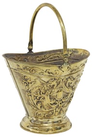 ENGLISH BRASS REPOUSSE GRIFFIN COAL BUCKET