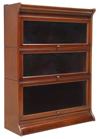 ENGLISH MAHOGANY THREE-STACK BARRISTER BOOKCASE