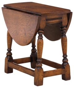 DIMINUTIVE ENGLISH OAK DROP-LEAF TABLE, 18.75"H