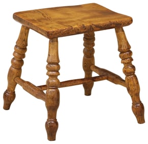 ENGLISH ELM TURNED STOOL, 19TH C.
