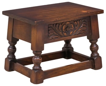 ENGLISH CARVED OAK LIFT-TOP BOX STOOL
