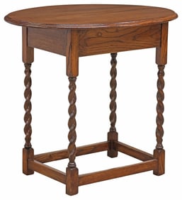 ENGLISH OAK OVAL-TOP BARLEY TWIST OCCASIONAL TABLE