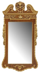 GEORGIAN STYLE PARCEL-GILT MAHOGANY BEVELED MIRROR