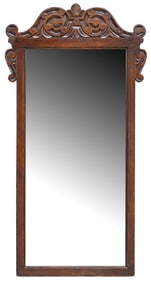 ENGLISH RECTANGULAR CARVED OAK WALL MIRROR