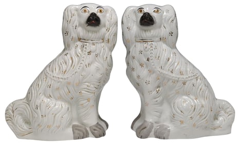 (2) ENGLISH VICTORIAN STAFFORDSHIRE MANTEL DOGS