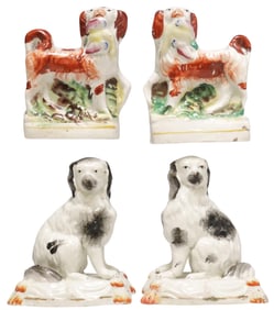 (4) ENGLISH STAFFORDSHIRE MANTEL DOG FIGURES