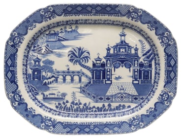 ENGLISH STAFFORDSHIRE BLUE & WHITE TRANSFERWARE PLATTER
