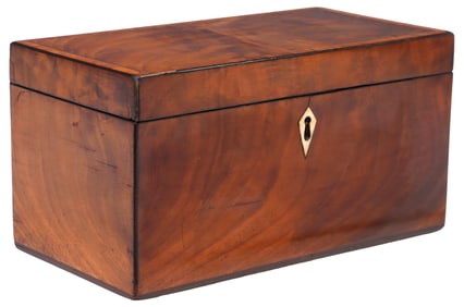 ENGLISH GEORGE III CROSSBANDED WALNUT TEA CADDY