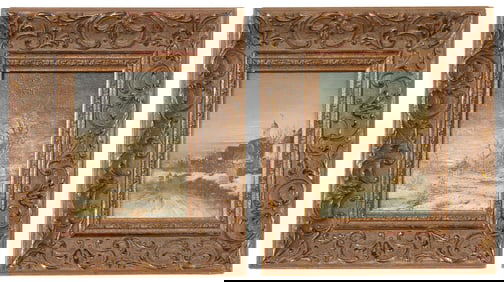(2) FRAMED PAINTINGS DUTCH WINTER LANDSCAPES