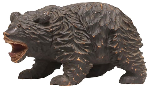 JAPANESE HOKKAIDO AINU STYLE CARVED WOOD BEAR SCULPTURE